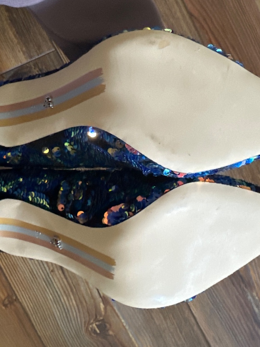 Sam Edelman Hazel pumps featuring a blue multi-colored sequin finish 8.5 - Picture 3 of 5